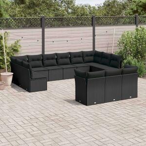 VidaXL Polyrattan Kerti Ülőgarnitúra - 13 részes - Fekete