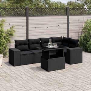 Polyrattan Kerti Ülőgarnitúra - 6 részes - Fekete