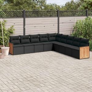 Polyrattan Kerti Ülőgarnitúra - 9 részes - Fekete