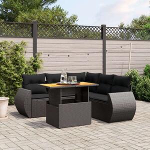 VidaXL Polyrattan Kerti Ülőgarnitúra - 6 részes - Fekete