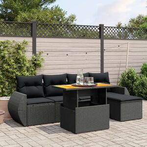 VidaXL Polyrattan Kerti Ülőgarnitúra - 6 részes - Fekete