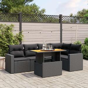VidaXL Polyrattan Kerti Ülőgarnitúra - 6 részes, Fekete
