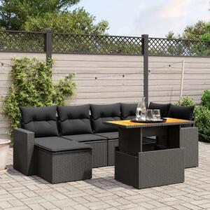 VidaXL Polyrattan Kerti Ülőgarnitúra - 7 részes - Fekete