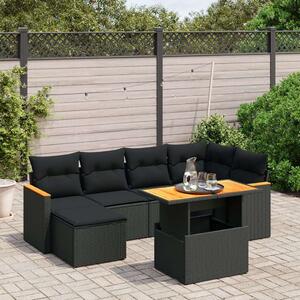 Polyrattan Kerti Ülőgarnitúra - 7 részes - Fekete