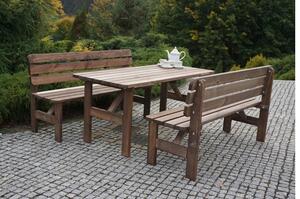 ROJAPLAST Sondrio fenyőfából készült kerti bútor szett, 2 paddal - barna