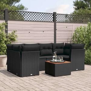 VidaXL Polyrattan Kerti Ülőgarnitúra - 7 részes - Fekete