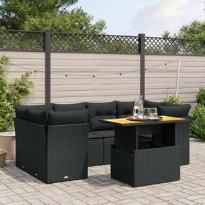 VidaXL 7 részes Polyrattan Kerti Ülőgarnitúra - Fekete