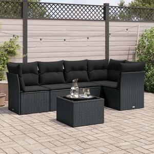 VidaXL Polyrattan Kerti Ülőgarnitúra - 6 részes - Fekete