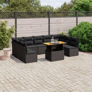 VidaXL Polyrattan Kerti Ülőgarnitúra - 10 részes - Fekete