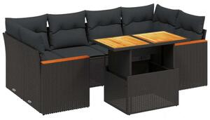 VidaXL Polyrattan Kerti Ülőgarnitúra - 7 részes - Fekete