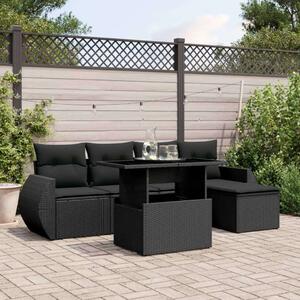 VidaXL Polyrattan Kerti Ülőgarnitúra - 6 részes - Fekete