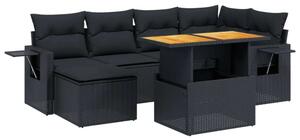 VidaXL Polyrattan Kerti Ülőgarnitúra - 7 részes - Fekete