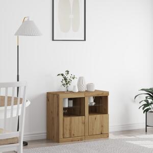 LED világítással ellátott oldalszekrények 2 db Kézműves tölgy 41x37x67 cm