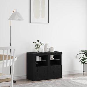 LED világítással ellátott oldalszekrények 2 db Fekete tölgy 41x37x67 cm