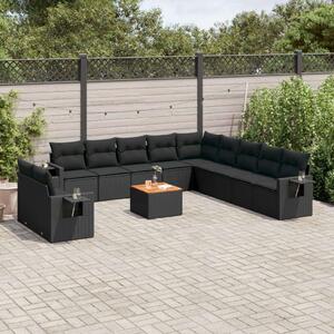 VidaXL Polyrattan Kerti Ülőgarnitúra - 12 részes - Fekete