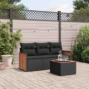 VidaXL Polyrattan Kerti Ülőgarnitúra - 4 részes - Fekete