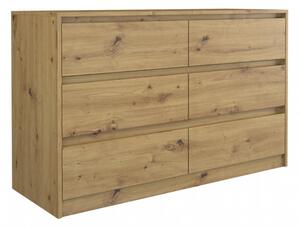 Komód - Holzmeister K6 - 6 fiók - 120 cm - arany tölgy