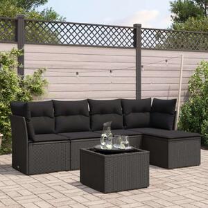 VidaXL Polyrattan Kerti Ülőgarnitúra - 6 részes - Fekete