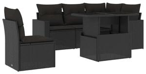 VidaXL Polyrattan Kerti Ülőgarnitúra - 6 részes - Fekete