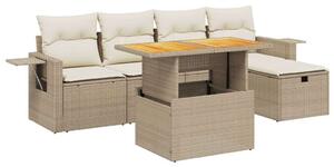 VidaXL Polyrattan Kerti Ülőgarnitúra - 6 részes - Bézs