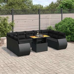 VidaXL Polyrattan Kerti Ülőgarnitúra - 10 részes - Fekete