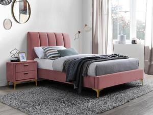 Kárpitozott ágy MIRAGE VELVET 90 x 200 cm rózsaszín/arany