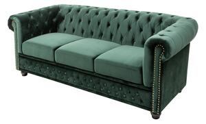 Chesterfield háromszemélyes zöld kanapé
