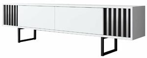 Hanah Home TV állvány fehér, fekete króm vonal - fehér, fekete