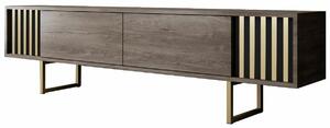 Hanah Home TV Stand Walnut Gold Gold Line - Walnut, Black