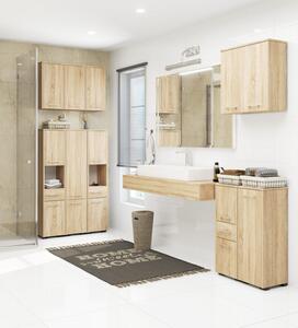 Fürdőszobai szekrény 140 x 30 x 30 cm, FIN 30 2D 1SZ 1W | Sonoma