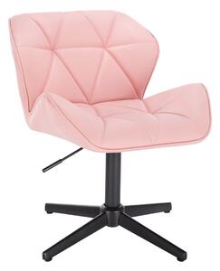 HC111CROSS Rózsaszín modern műbőr szék fekete lábbal