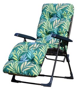 Patio Malaga Plus összecsukható kerti szék lábtartóval zöld levelek
