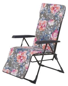 Patio Torino Plus összecsukható kerti szék lábtartóval szürke virágos