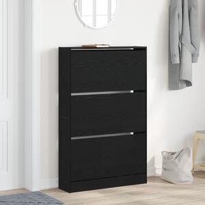 Cipőtartó Fekete Tölgy 80x21x125,5 cm Szerelt Fa