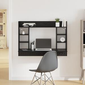 Falra szerelhető íróasztal fekete tölgy 105x48x75 cm szerelt fa