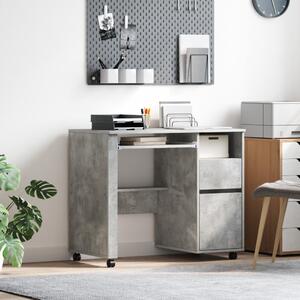 Kerekes íróasztal fiókkal Beton Szürke 91 x 50 x 77 cm Faanyag