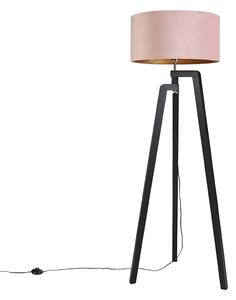 Állólámpa állvány fekete, rózsaszín árnyalattal és arany 50 cm - Puros