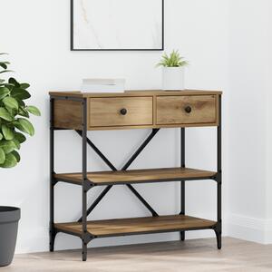 Konzolasztal fiókkal polcokkal Barna 75 x 34,5 x 75 cm faszínű
