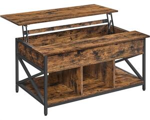 Dohányzóasztal, felnyitható asztal a nappaliba 60 x 100 x (48-62) cm, rusztikus barna