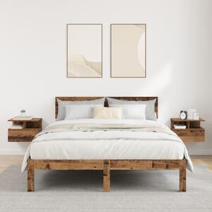 Falra Szerelhető Éjjeli Szekrények 2 db Régi fa 40x31x27 cm Reszelt Fa