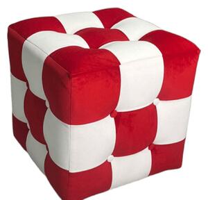 Atelier Del Sofa Puff, piros-fehér patchwork - piros, fehér