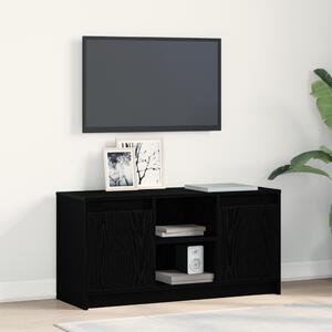 TV Szekrény LED Fénytartalmazó Fekete Rackkel, 100x34x50 cm, Műmászott Fából készült