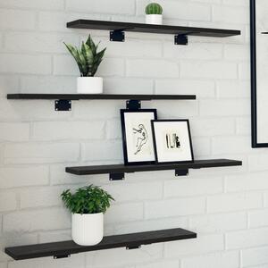 Könyvespolc Rács - 4 Fekete Tölgy Színben, 60x10x1.5 cm - Mérnöki Fából Készült