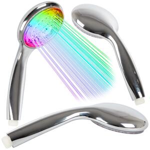 RGB LED króm kézi zuhanyfej, hőmérséklet szerint változó fénnyel