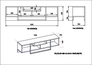 Hanah Home TV állvány Fehér Fekete Tölgy Asal (150) - Fehér, Ud, Fekete