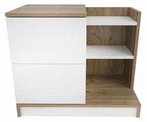 Hanah Home WhiteOak Rena éjjeliszekrény - Fehér, Tölgy