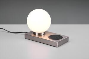 Ezüstszínű asztali lámpa vezeték nélküli töltővel (magasság 15 cm) Chloe – Trio