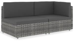 2 személyes szürke elemes polyrattan kanapé