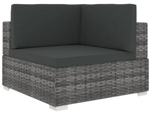 1 db szürke polyrattan moduláris sarokfotel párnákkal