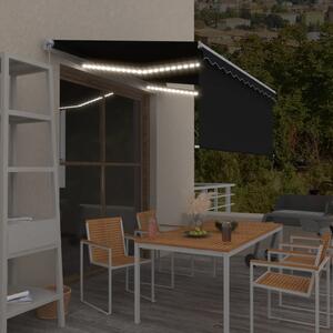 Antracitszürke kihúzható LED-es napellenző redőnnyel 3,5x2,5 m